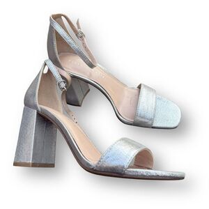 Kelly & Katie Women's Silver Shimmer Slingback Sandals Heels Holiday Size 7